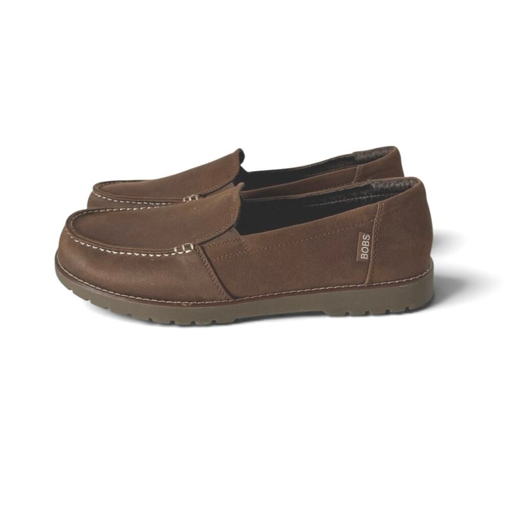 BOBS By Skechers Women’s Chill Lug Leather Slip On Moc Toe Loafers 11 M Brown